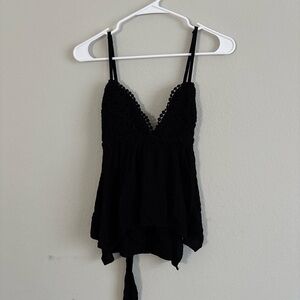 Forever 21 Black Asymmetrical Tie Front Camisole